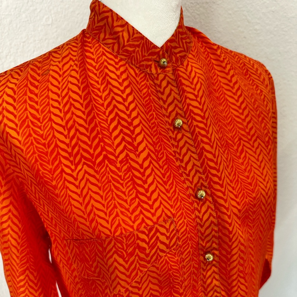 Roberta Roller Rabbit Vibrant Orange Patterned Silk Dress - Picture 2 of 13